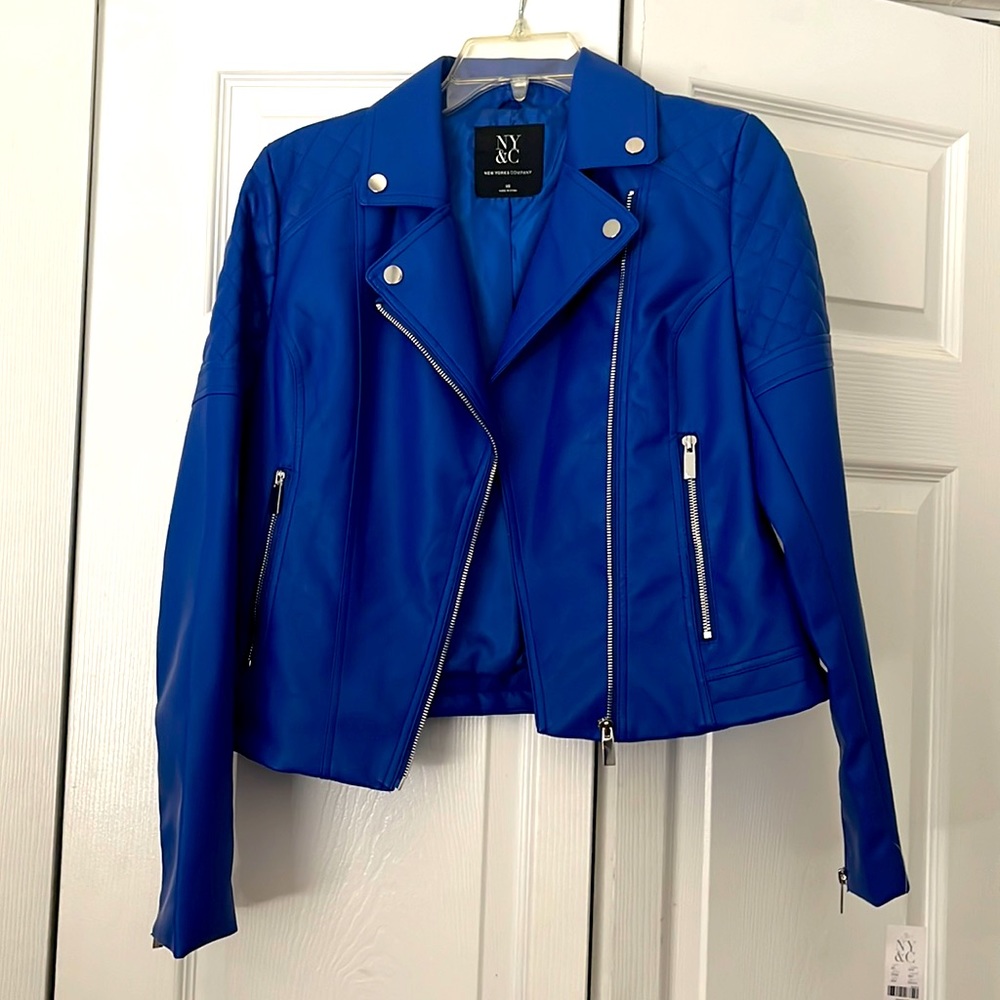 New York & Company Faux-Leather Asymmetrical Moto Jacket